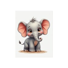 Baby Elephant Nursery Poster, Safari Animal Wall Art, Kids Room Decor, Gender