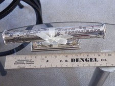 Silver Tone Birth Certificate Tube Holder Christening Baby Keepsake With Stand