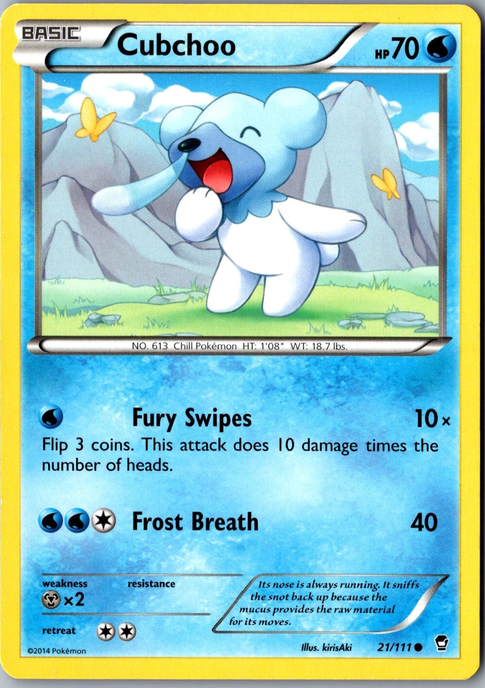 Cubchoo 21/111 Common Furious Fists Lightly Played Pokemon Card TCG Single