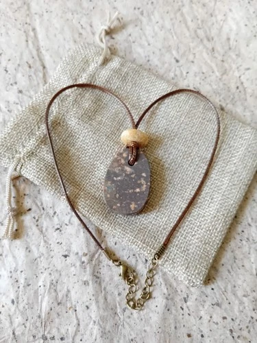 Hand cut & polished Yorkshire stone pendant by Yorkshire Beach Stones. - product listing photo