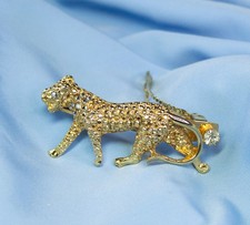 Vintage Kirks Folly Leopard Hair Barrette - Gold Plate