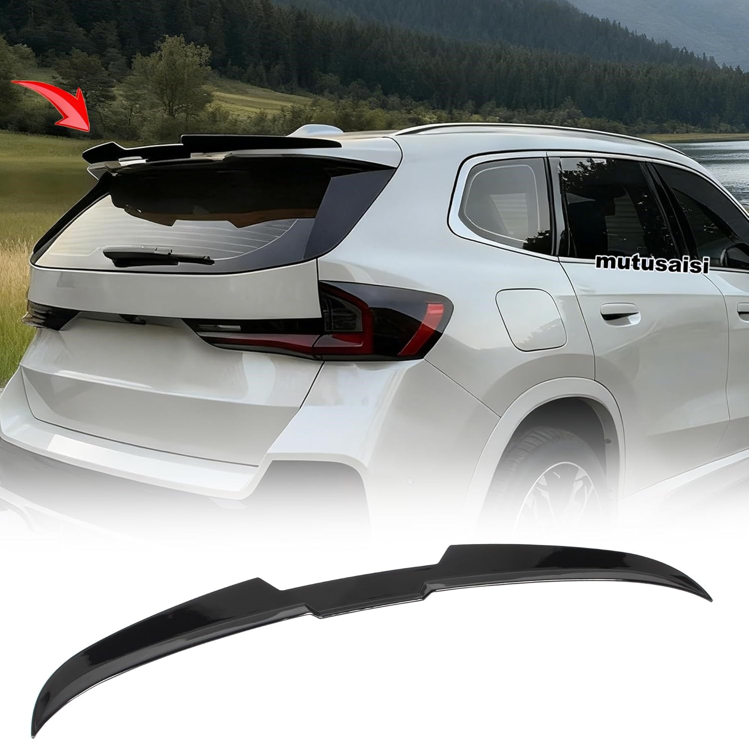 Spoiler arrière BMW X1 U11 2022-2025 becquet de toit noir laqué en ABS