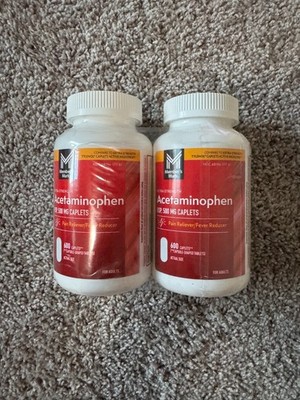 2 Pack Members Mark Extra Strength Acetaminophen 500mg 1200 Caplets, Exp: 10/26