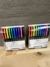 2 Pack Zebra 10ct Sarasa Fineliner Pens 0.8mm Assorted Colors Brand New