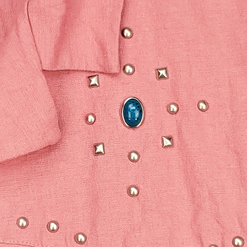 Denim & Co Shirt Womens L Western Long Sleeve Button Up Embellished Casual Linen - Picture 5 of 17