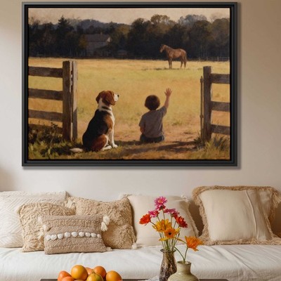 Gift Dog Beagle Canvas Print Oil Painting Countryside Wall Art Rustic Decor