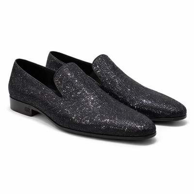 Steve Madden Black Glitter Loafers Mens 10.5M Slip-On Dress 