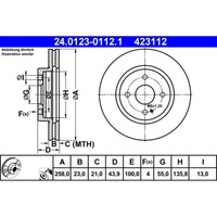 Bremsscheibe ATE 24.0123-0112.1 (2 Stk.)