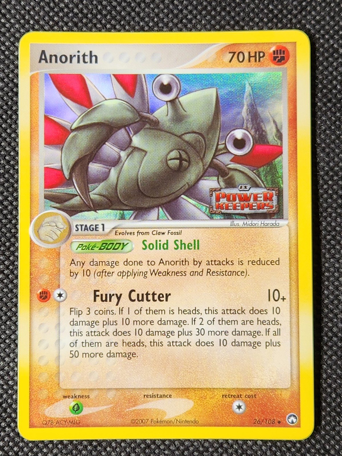 NM Anorith - Reverse Holo #26 Power Keepers Pokemon TCG