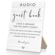 Audio Guest Book Sign - Audio Guestbook Wooden Stand for Wedding 5x7inch, Wed...