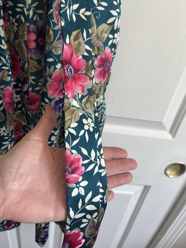 Vintage Dentelle Robe Women's Medium Satin Floral Kimono style Silky Long - Picture 6 of 18
