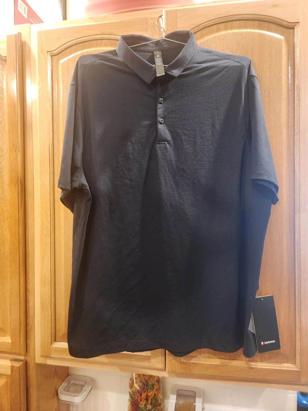NEW Lululemon Evolution Short-Sleeve Polo Shirt Mens Large Tan Slim Fit Stretch