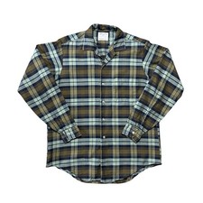 Vintage 60s Shapely Plaid Loop Collar Rockabilly Button Up Shirt Medium