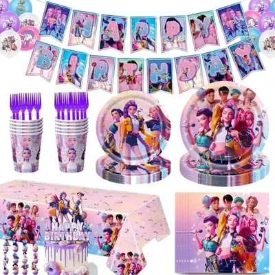 BLOCKTOYZ K‑Pop Demon Hunter Tableware Set – Paper Cups & Cake Topper Party Supplies