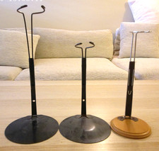 Lot of 3 Adjustable Doll Stands Metal  Wood Base 8 "-12" Display Stands
