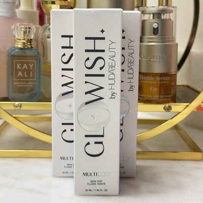 NIB Huda Beauty GloWish Multi Dew Skin Tint 04 Light Medium 1.35 oz/40mL