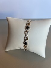Silver Tennis Bracelet W/gold Overlay And 6 S...