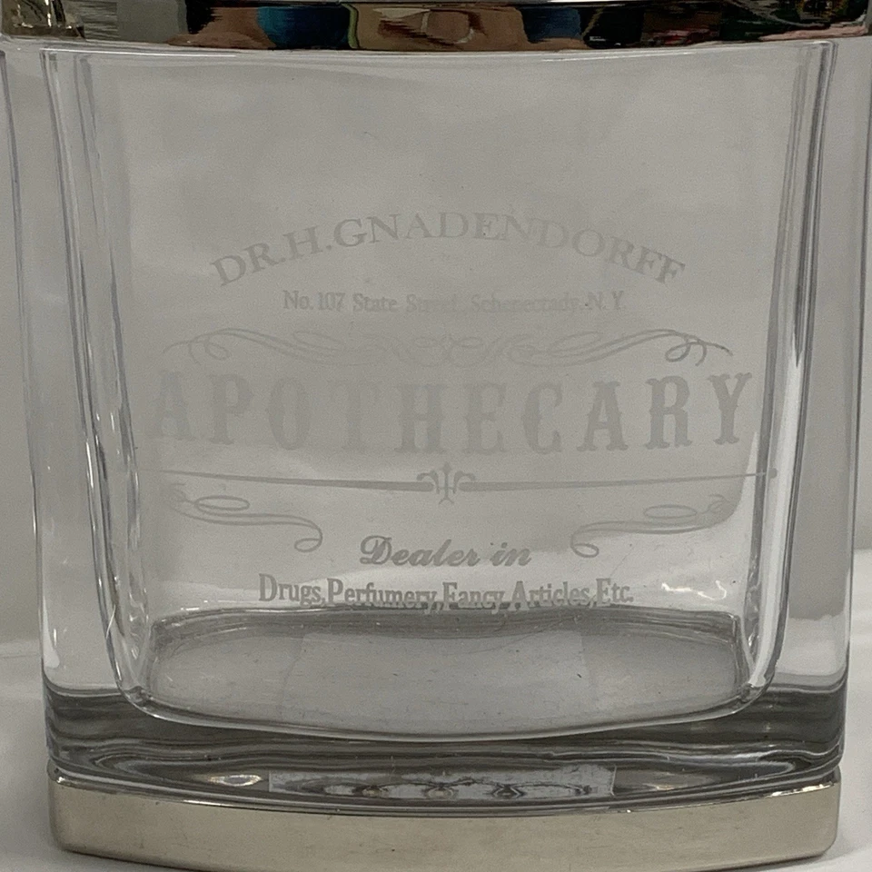 Lot of 2 Dr H. Gnadendorff Apothecary Bath Toothbrush & Canister Glass Chrome - Image 2 of 4