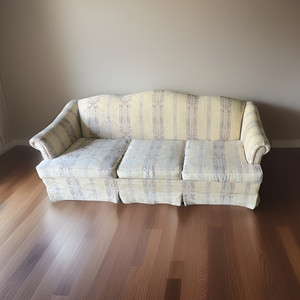 Fabric Sofa Beige/Blue Striped Living
