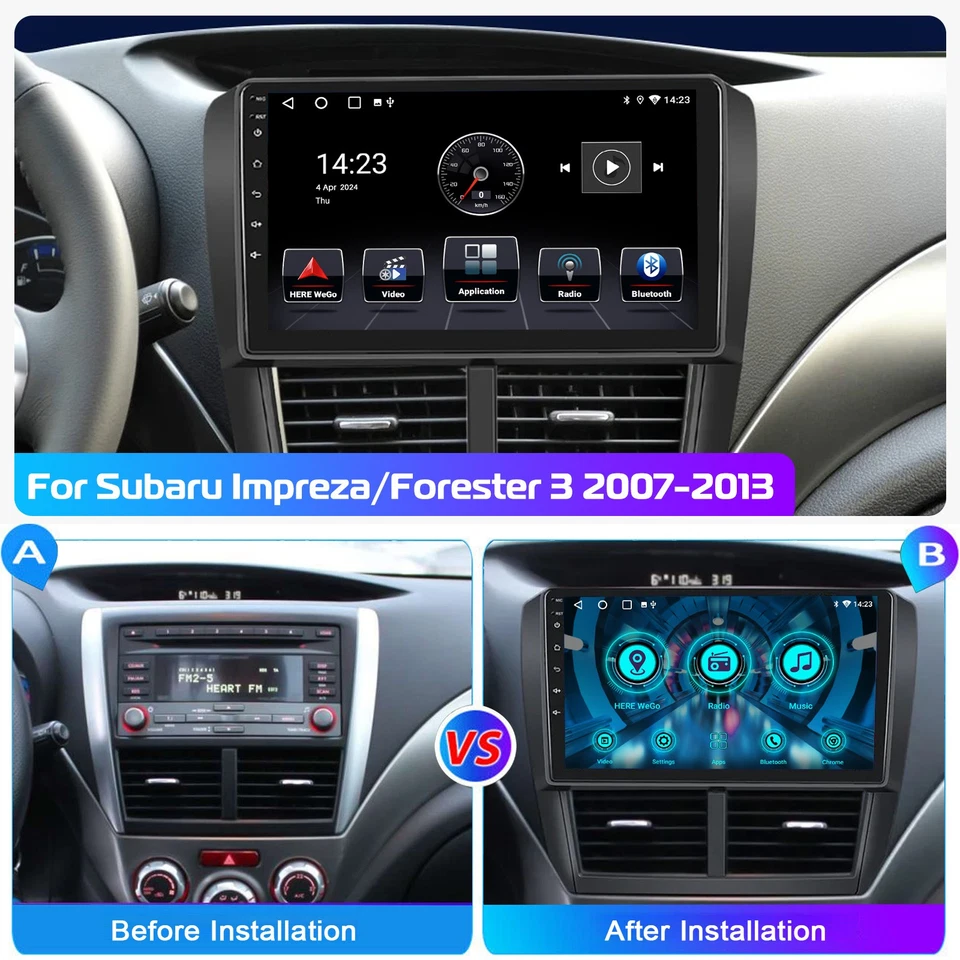 Radio estéreo de coche Android 14 WIFI CarPlay para Subaru Forester Impreza 2007-2013 Foto 3 de 4