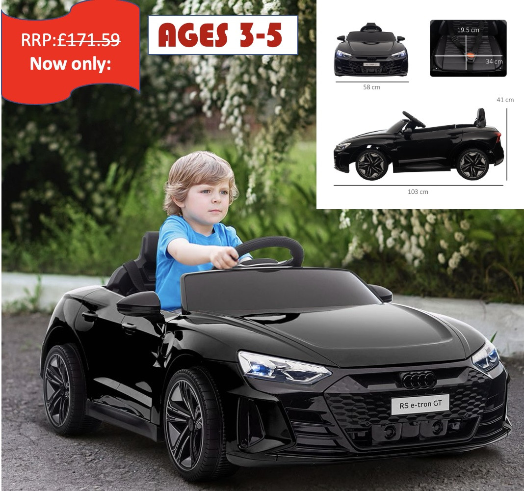 HOMCOM Audi RS e-tron GT Licensed 12V Kids Electric Ride on W/ Remote, Black