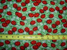 Tela de algodón duradera verde atemporal Ladybug Lady Bug EDBI C 1175