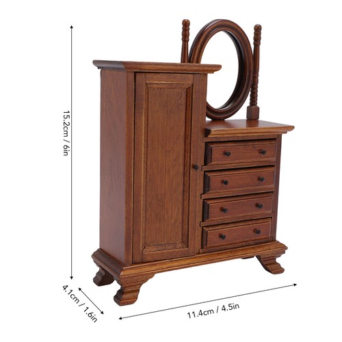 1:12 Scale Wooden Dollhouse Makeup Dressing Table With Mirror Mini Decor Hot - Picture 10 of 12