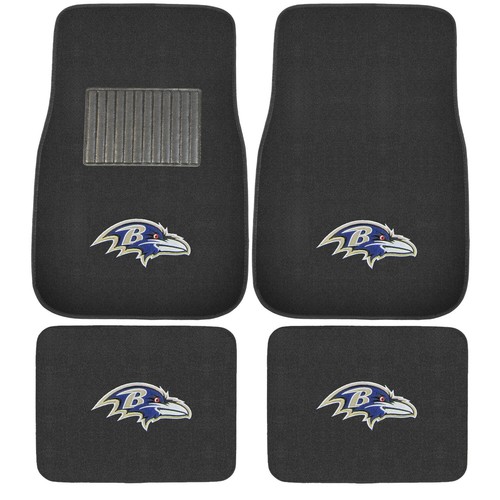 New 4pcs NFL Baltimore Ravens Car Truck Front Rear Carpet Floor Mats Set
