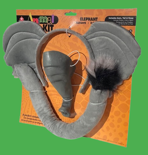 KIT ELEFANTE De Lujo Máscara Nariz de Goma Diadema Orejas + Cola Sombrero Animal Disfraz Conjunto - Imagen 8 de 9