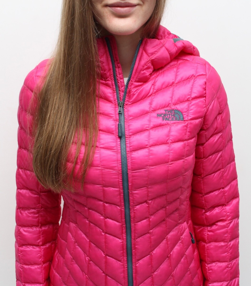 美品ノースフェイス 中綿ジャケット THERMOBALL 刺繍ロゴ ピンク L Women's THE NORTH FACE Thermoball Jacket Hooded Fuchsia Size