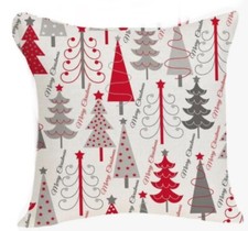 WINTER TREES MERRY CHRISTMAS Throw Pillow Cover Winter Holiday Home Decor