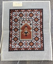 Vtg Susan Treglown Hand-Painted 6ct Needlepoint Canvas Geometric Tapestry 12x15