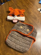 Infant Crocheted Hat and Diaper Cover /Baby Shower Gift