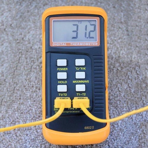Digital Thermocouple Thermometer Dual Channel K-Type Meter W/ 2 Pipe Clamp Tools - Picture 3 of 15
