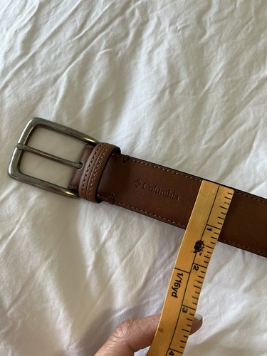 Columbia Genuine Leather Men’s Brown Belt Logo Buckle Size 50 - Picture 5 of 6