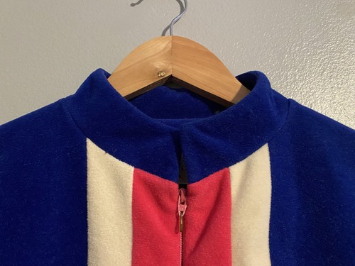 Vintage Vanity Fair Fleece House Coat Robe 3/4 Zip Color Block Blue White Pink - Picture 3 of 7