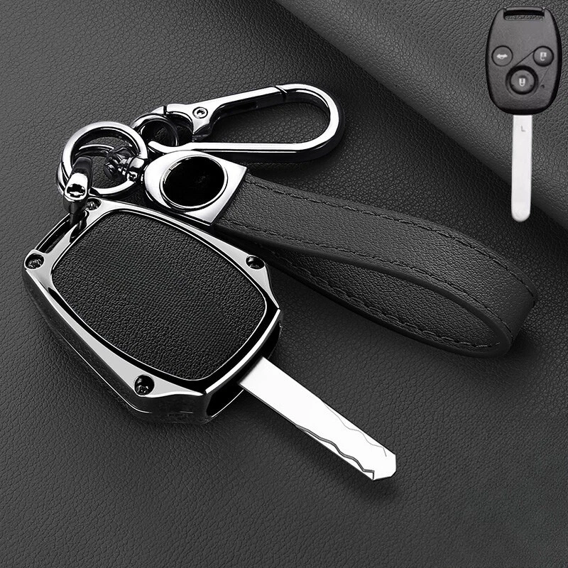 Zinc Alloy Leather Car Key Fob Case Cover For Honda CIVIC CR-V Freed Pilot JAZZ Foto 4 de 4