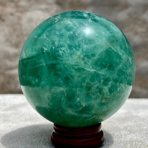1.3LB natural Green fluorite ball quartz crystal Sphere Reiki energy healing - 第 6/14 張圖片