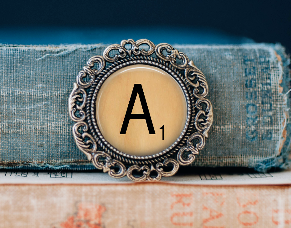 Scrabble Tile Letter Brooch A to Z Brooch Word Lovers jewellery