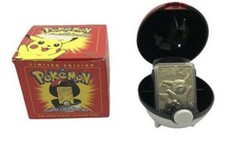 1999 POKEMON BURGER KING 23K GOLD PLATED PIKACHU CARD  POKEBALL CASE SEALED