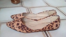 TIME AND TRU Women's Pointed Toe Leopard Ballet Flats Size 6 with Memory Foam