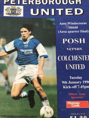 Vintage 90er Jahre Fußballprogramm PETERBOROUGH UTD V COLCHESTER UTD 1996 1/4 Finale