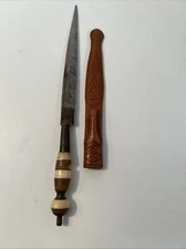 Unique Old Antique Brass Miniature Sword & Handmade Sheath Letter Opener