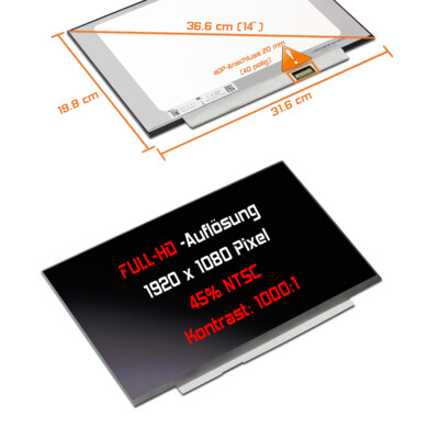 14,0'' Touch Display matt Ersatz für Lenovo ThinkBook 14 G3 ACL Type 21A2 Full HD