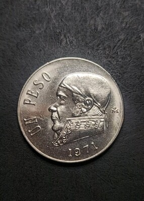 1971 Mexico Un 1 Peso Jose Morales Eagle Almost Uncirculated 