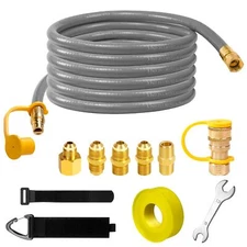 3/8" ID Natural Gas Hose, 12FT Low Pressure LPG Hose with Quick Connect, Prop...