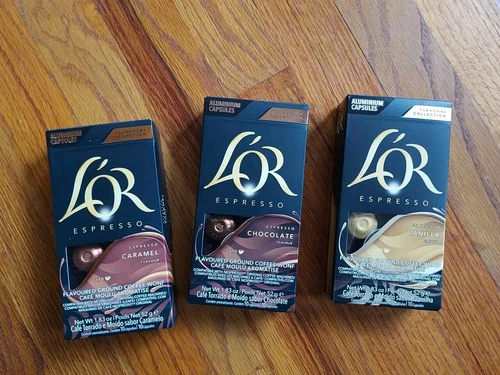90x L'OR Espresso Capsules Variety Pack Vanilla/Chocolate/Caramel 9/1/24-image