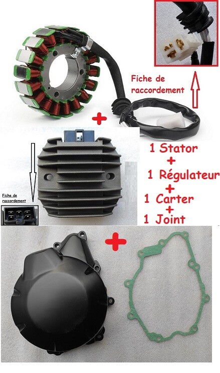 Stator alternateur avec carter et régulateur pour moto FZ6 de 2004 à 2012