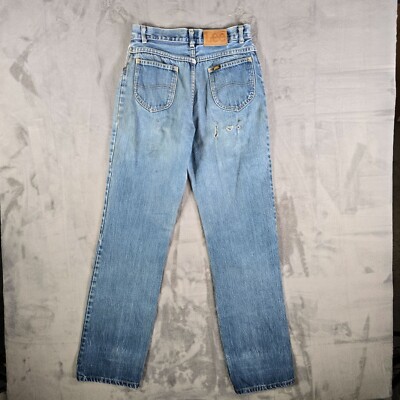 Vintage 1970s Distressed Lee Riders Mens Straight Leg Talon Zipper 