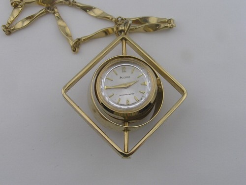 Vintage Coro Double Sided Carnelian Pendant Watch w/ Chain